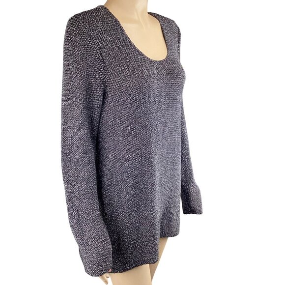 J.Jill Womens‎ Sweater Size Small Black Metallic Knit Long Sleeve Scoop Neck - Picture 6 of 10